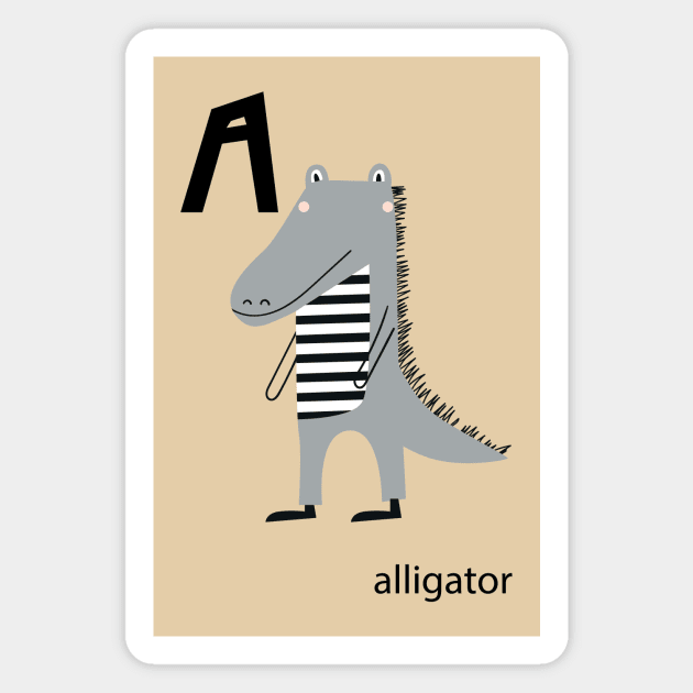 Letter A is Alligator Magnet by JunkyDotCom